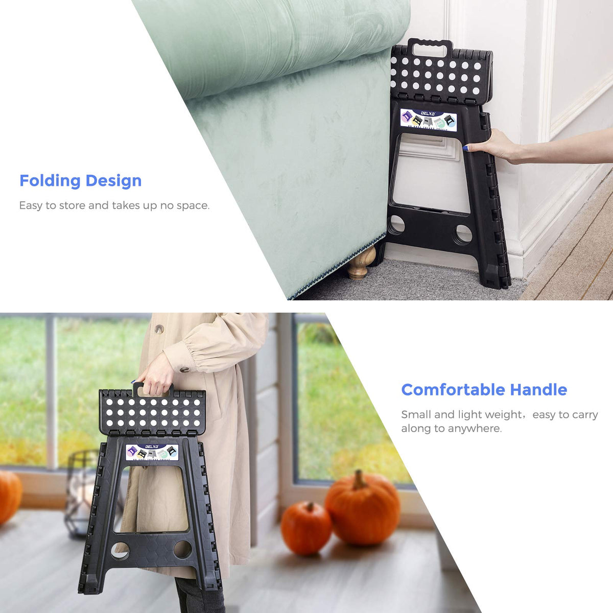 Black 1 Pack Folding Plastic Step Stool P24688