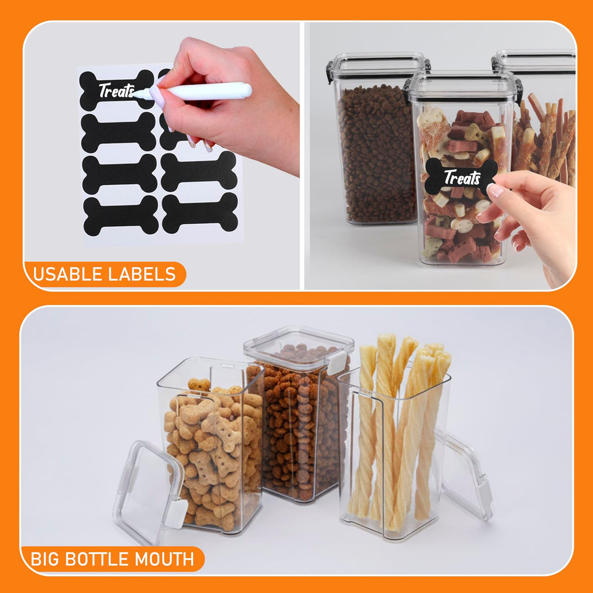 3 Pack Airtight Pet Food Storage Containers with Locking Clips P5270