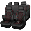 3D Foam Mesh Faux Leather Car Seat Covers Full Set, Black and Red N679