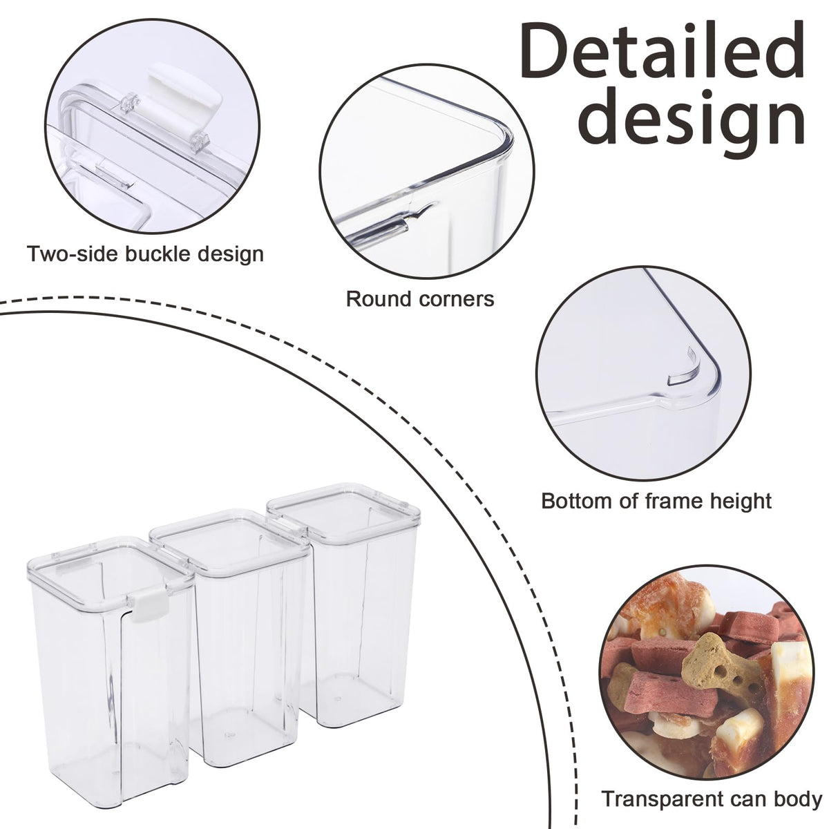 3 Pack Airtight Pet Food Storage Containers with Locking Clips P5270