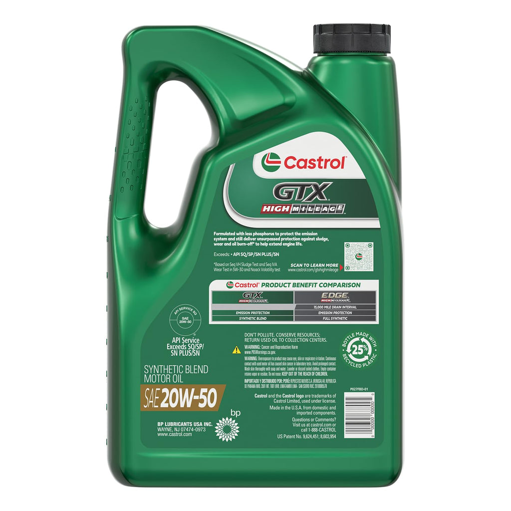 20W-50 Synthetic Blend Motor Oil, 5 Quarts Q285