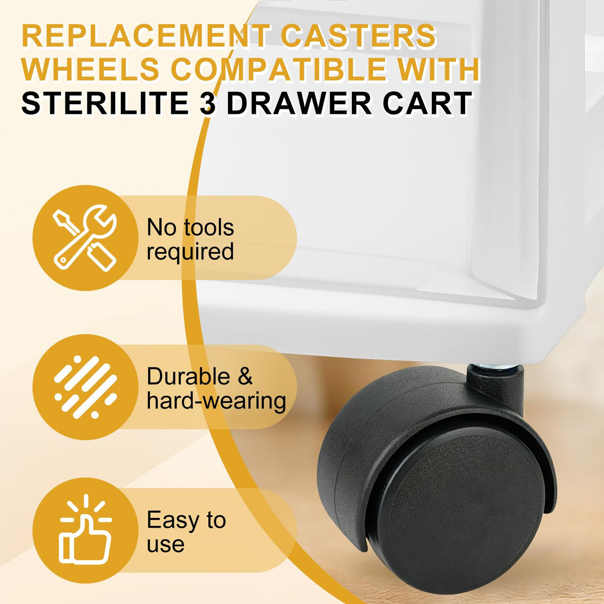 8PCS Replacement Casters for 3 Drawer Cart V8306
