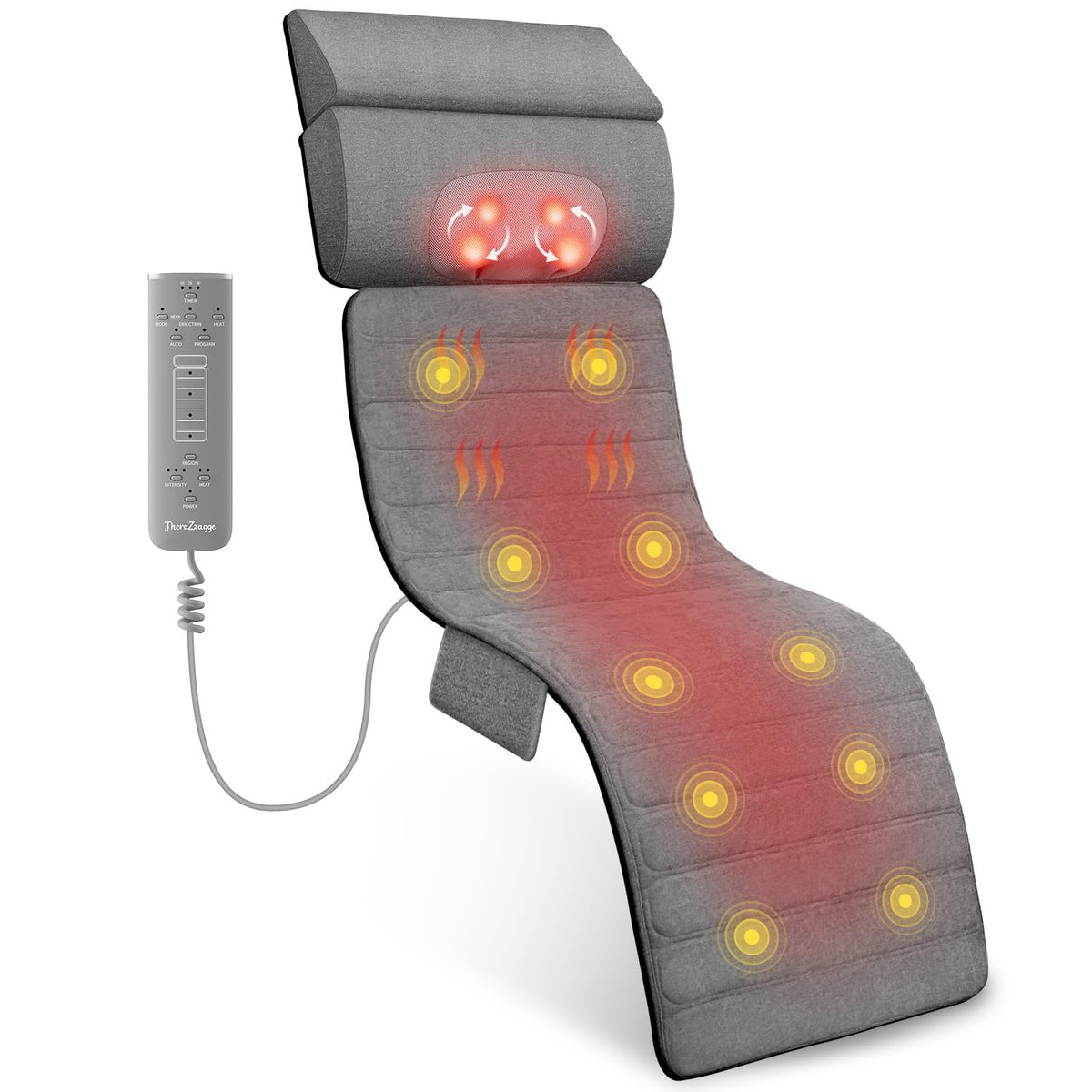 Full Body Massage Mat with Heat Detachable Neck Massager 10 Vibrating Motors K938475