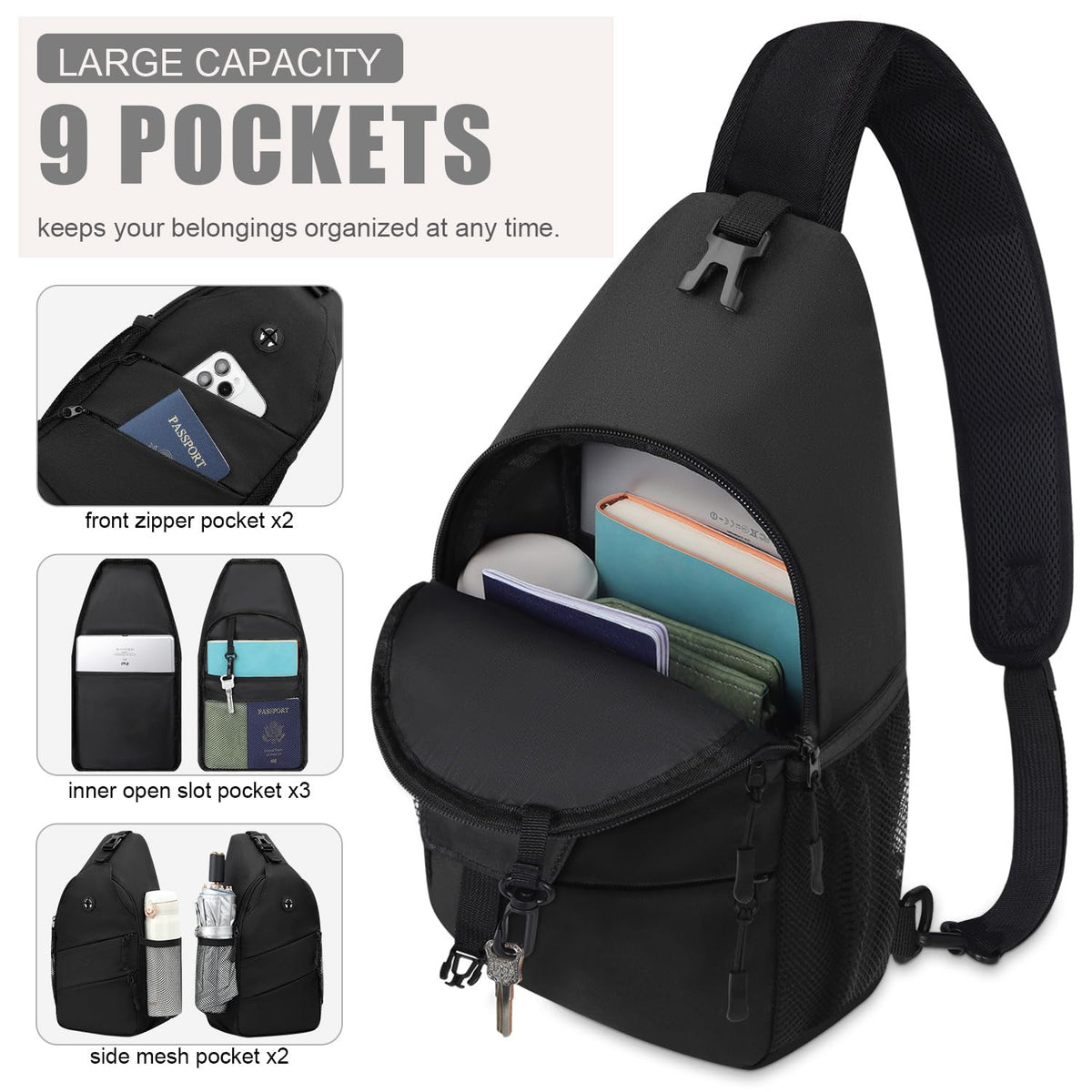 Crossbody Sling Bag with Convertible Shoulder Strap B71580