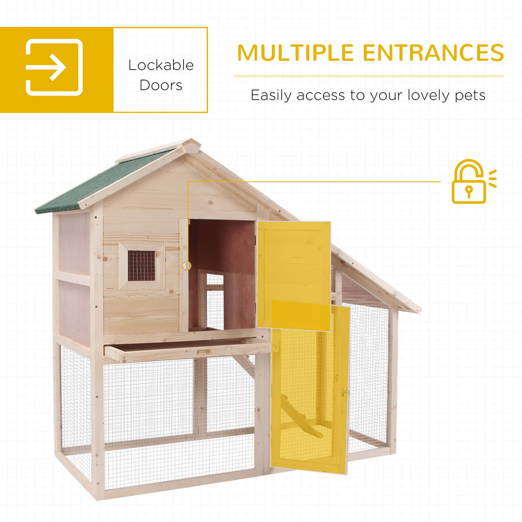 55" 2-Tier Wooden Rabbit Hutch with Ramp H1012