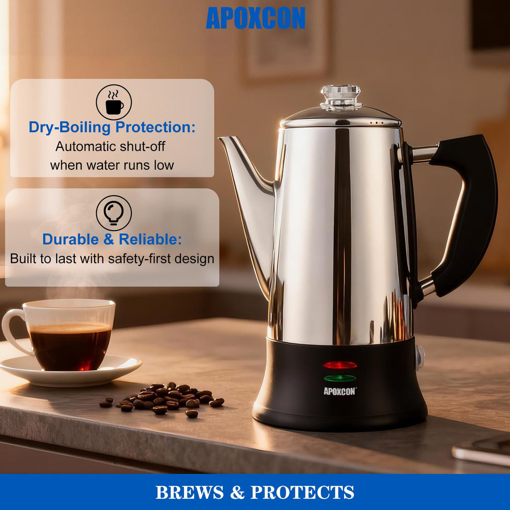 Electric Stainless Steel Coffee Percolator 12 Cup V789105
