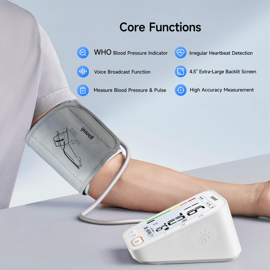 Upper Arm Blood Pressure Monitor with Adjustable Arm Cuff and Backlit Display K871713