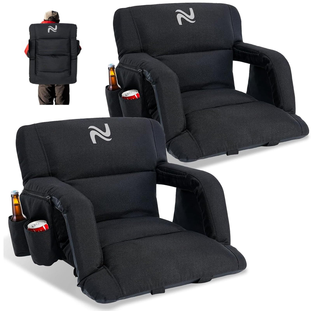 25in 2Pack Extra Thick Stadium Seat with Back Support X866807