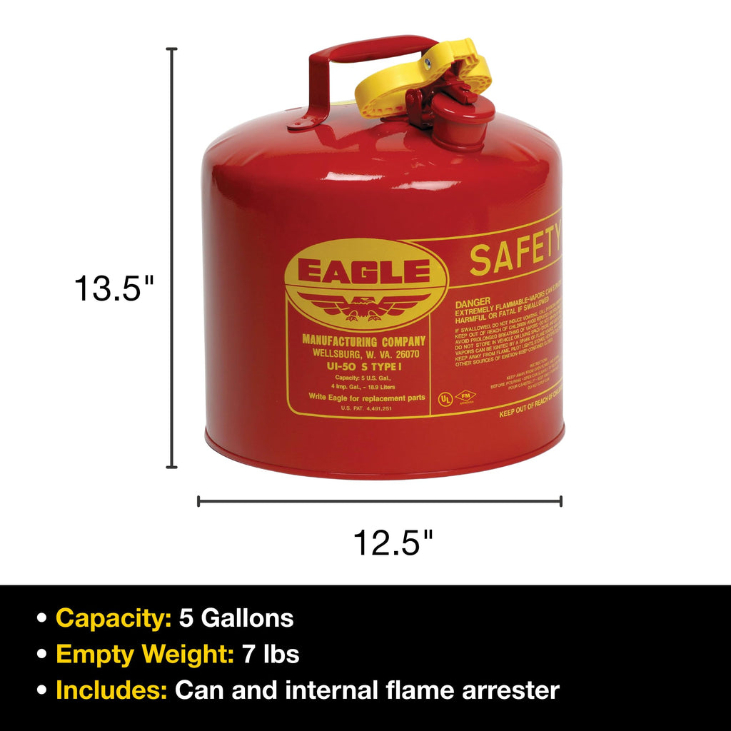 5 Gallon Type I Red Safety Gas Can J440952