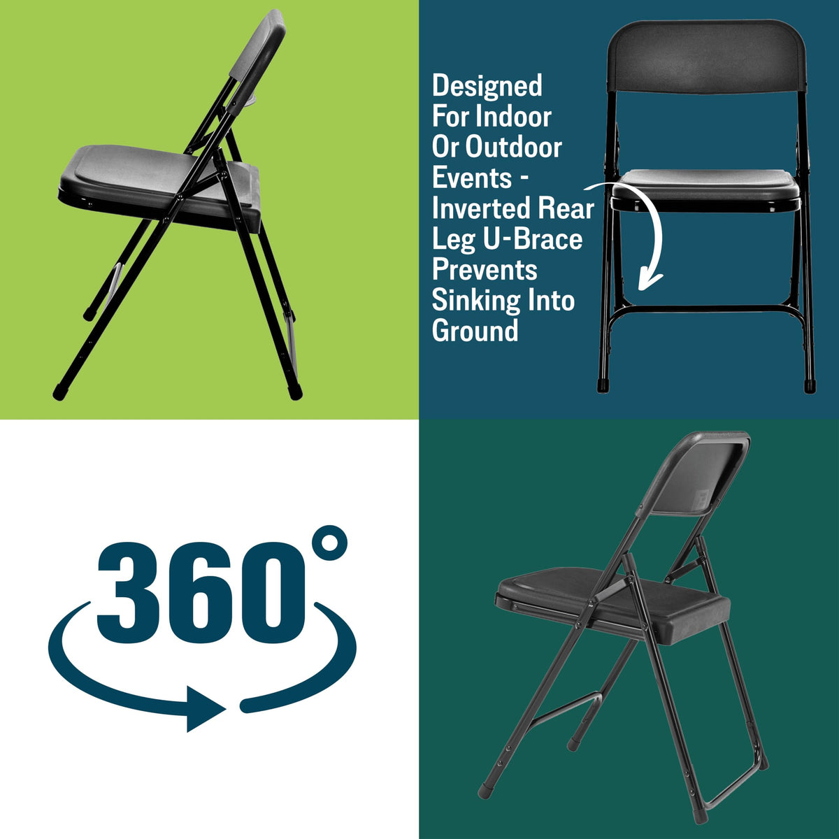Black Light-Weight Folding Chair 4/Pack L775