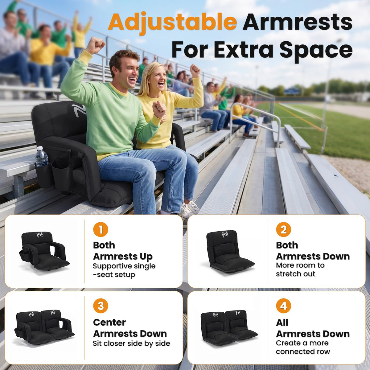 25in 2Pack Extra Thick Stadium Seat with Back Support X866807