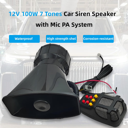 12V 100W 7 Tone Car Siren Horn Speaker with Microphone A211271