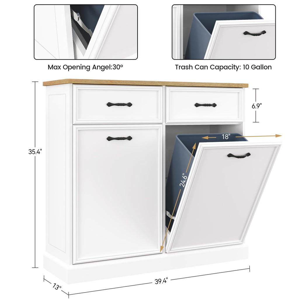 White 20 Gallon Tilt-Out Trash Cabinet K139