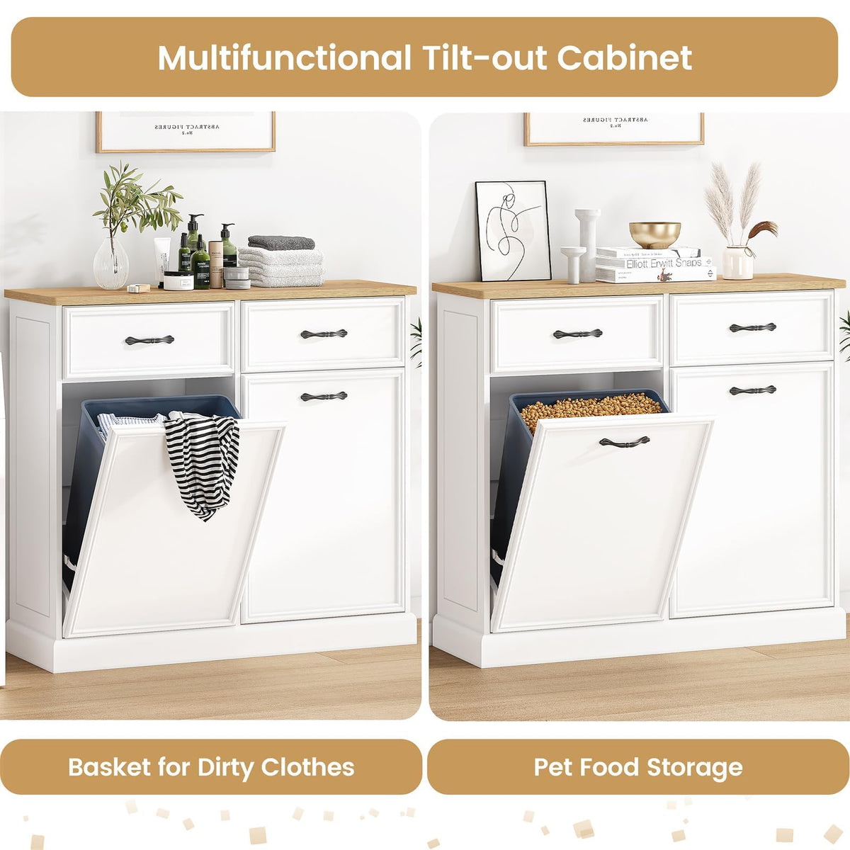 White 20 Gallon Tilt-Out Trash Cabinet K139