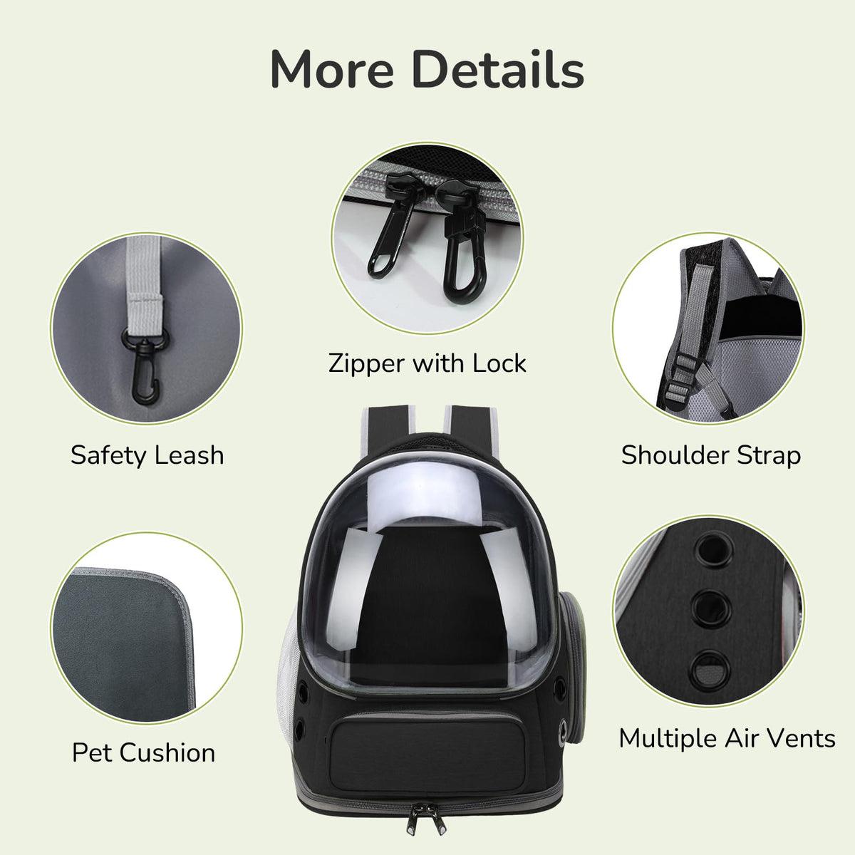 Black Expandable Cat Backpack Carrier G814