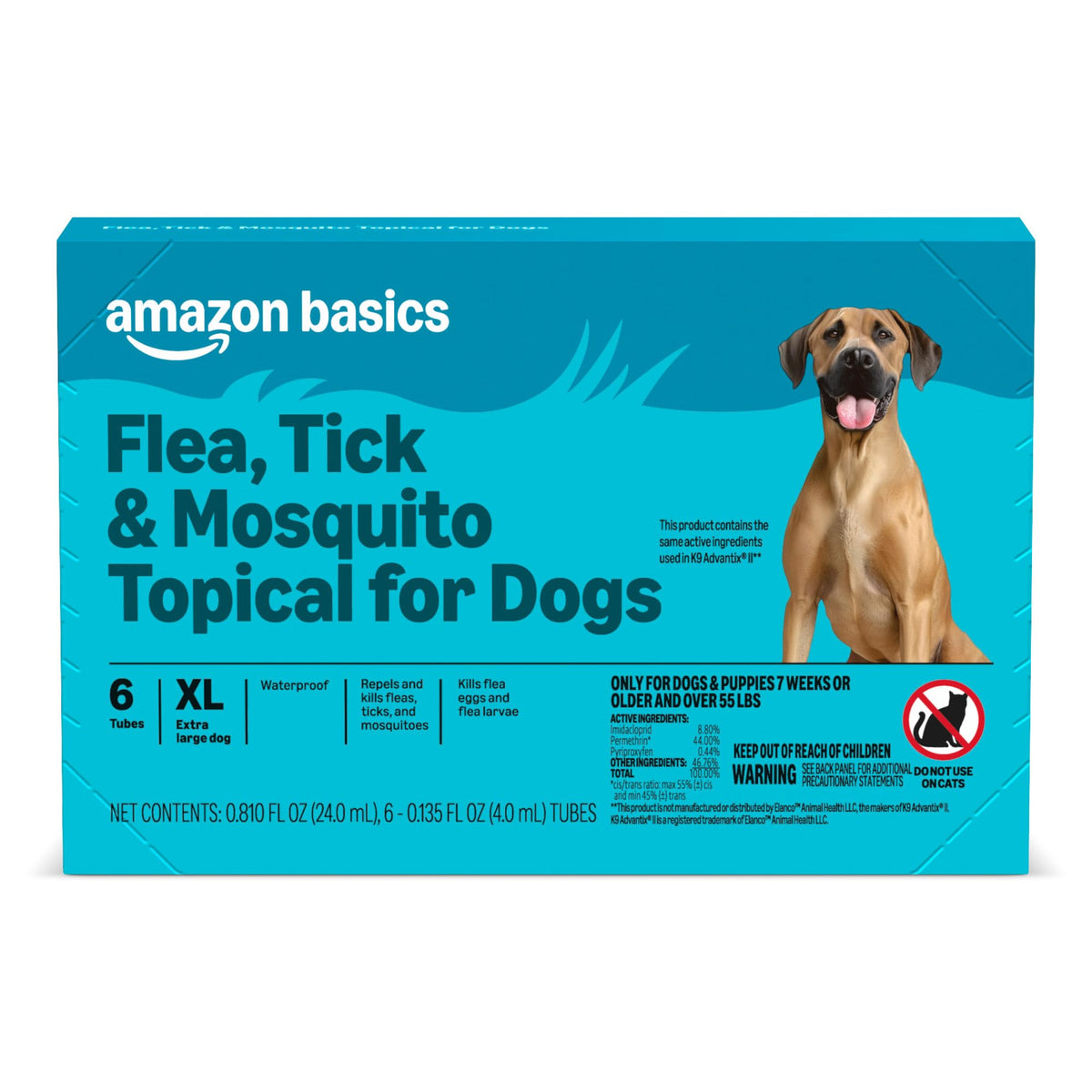 Flea, Tick & Mosquito Topical Treatment for X-Large Dogs, 6 Count V778