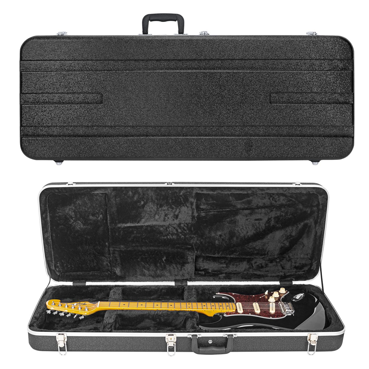 ABS Electric Guitar Hard Case 1.1 Inch Foam Plush Interior Black S7698