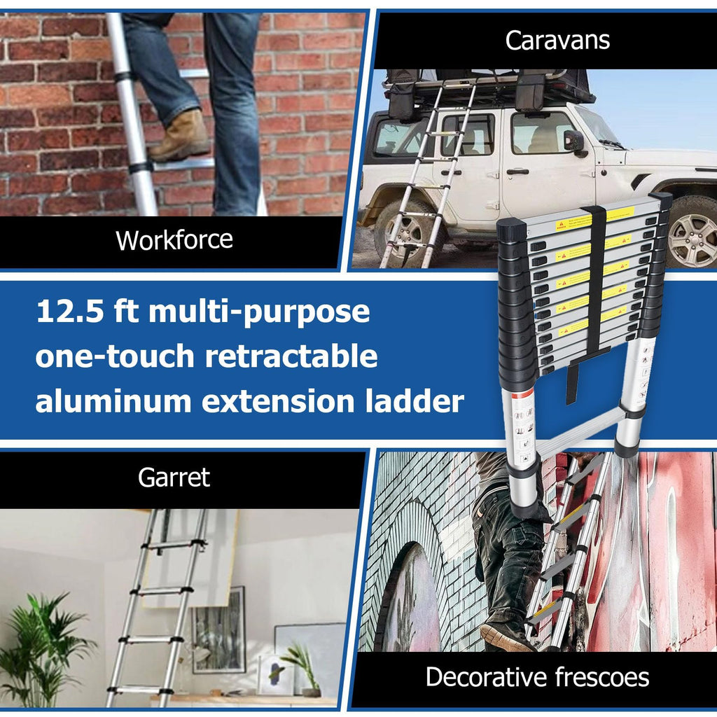 12.5 FT Aluminum Telescoping Ladder W69541