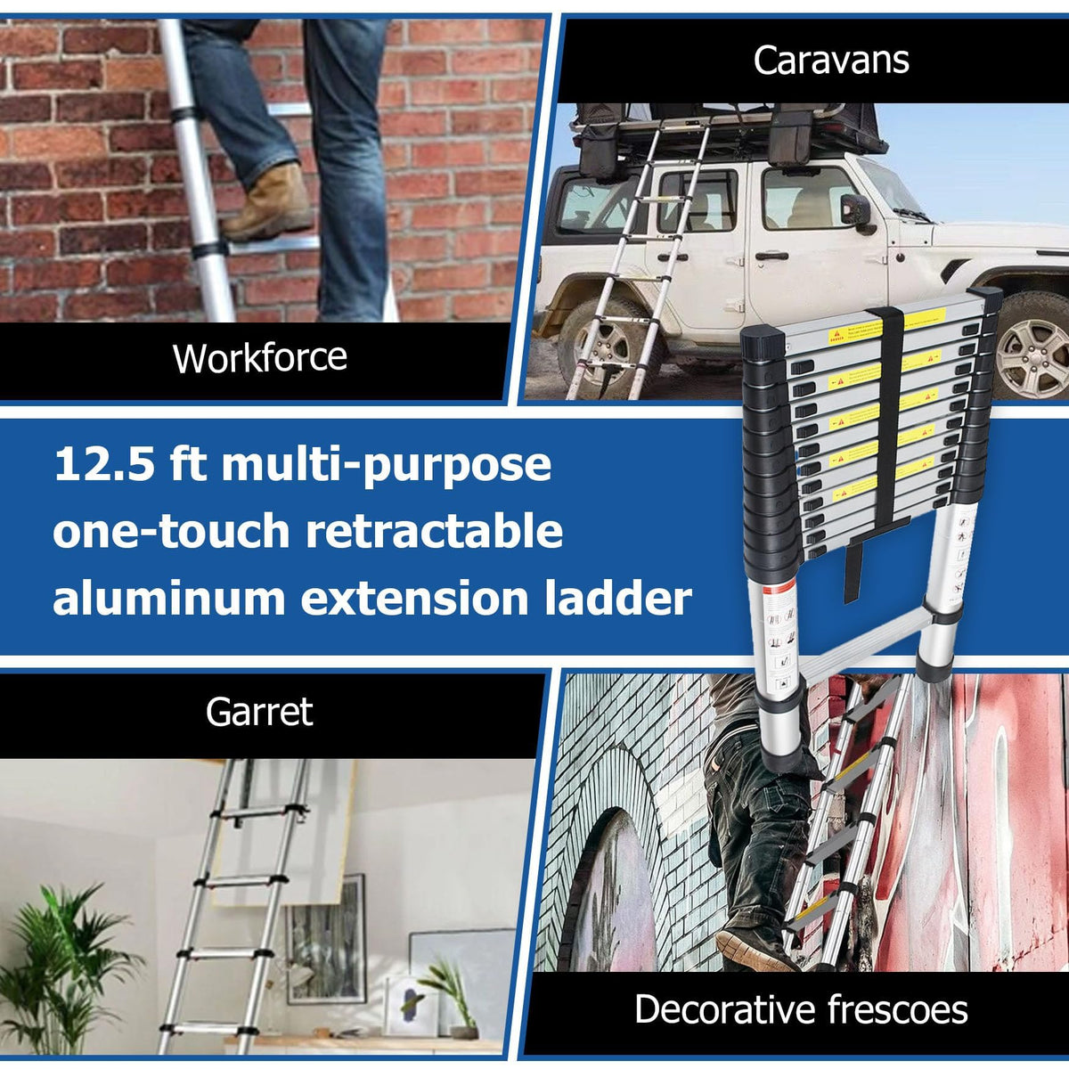 12.5 FT Aluminum Telescoping Ladder W69541
