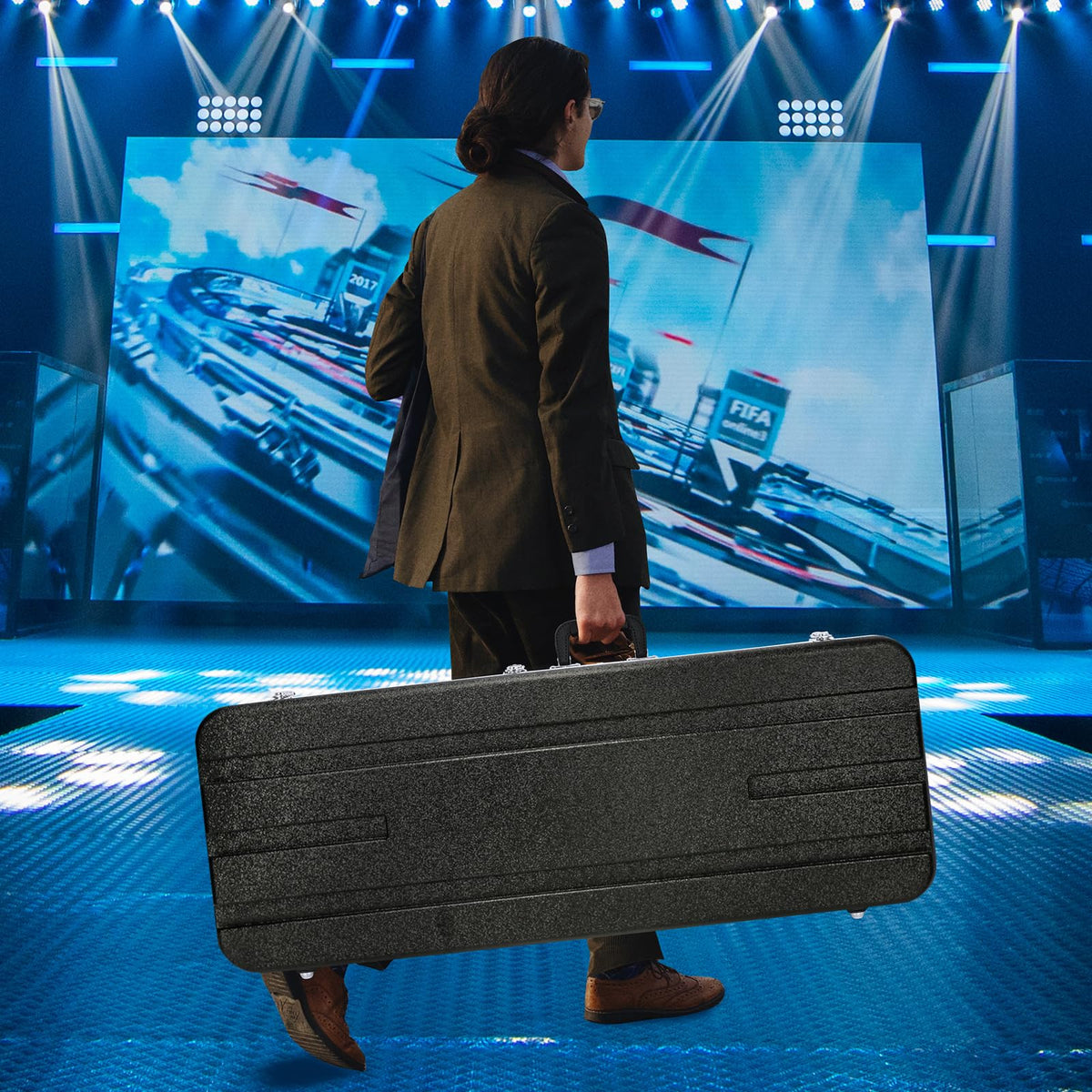 ABS Electric Guitar Hard Case 1.1 Inch Foam Plush Interior Black S7698
