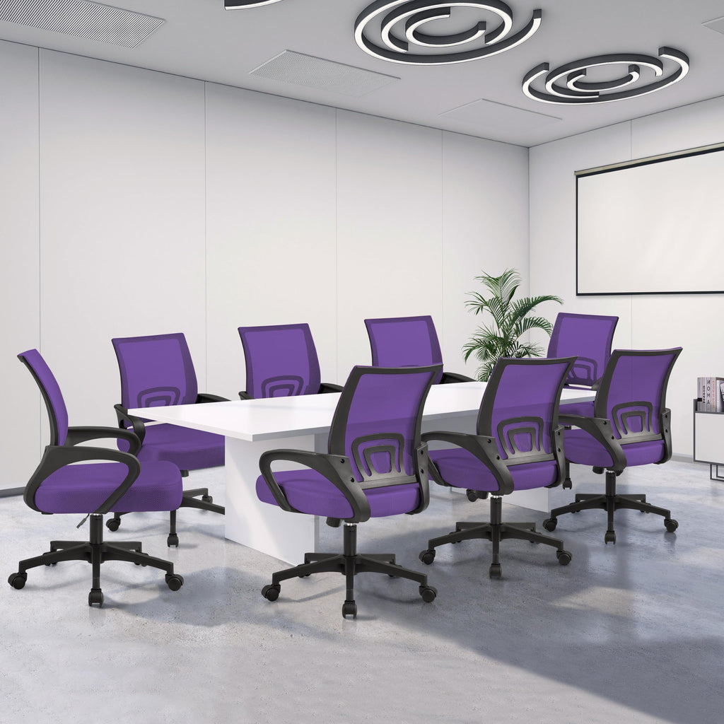 Purple Mesh Office Chairs with Lumbar Support, Set of 2 G50252