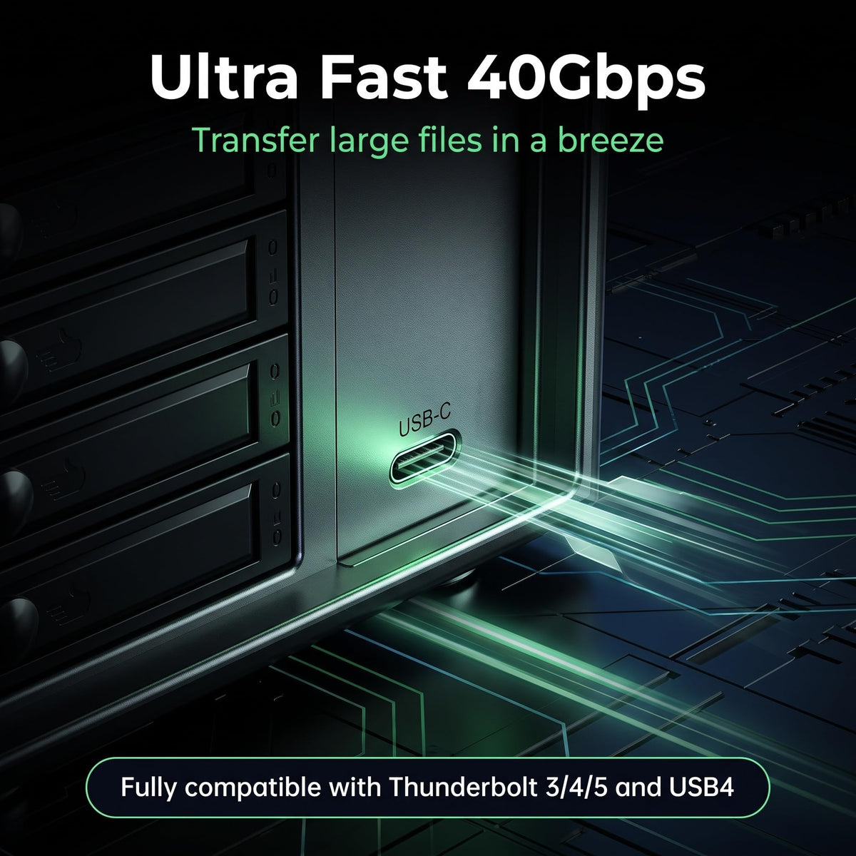 USB 4.0 40Gbps Type-C 8 Bay 2.5 Inch and 3.5 Inch SATA Hard Drive Enclosure L5118