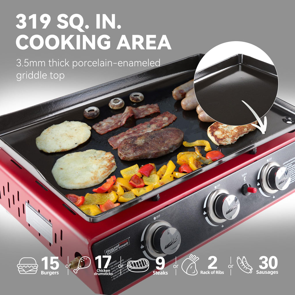 3-Burner Tabletop Propane Gas Griddle with Cover J200