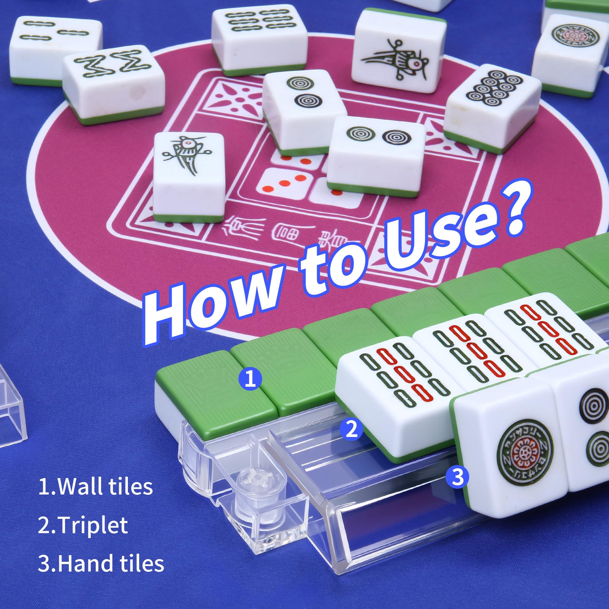 4-Piece Acrylic Mahjong Rack Set with Pushers H5987