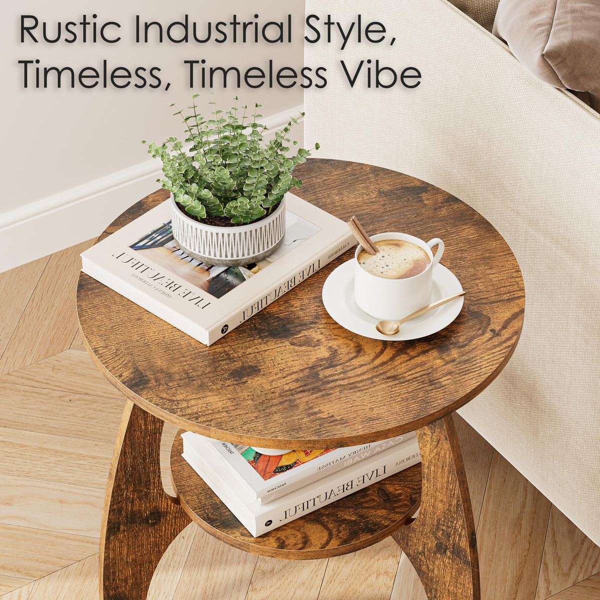 2-Tier Round Wood Side Table K197833