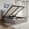 Queen Size Lift Up Hydraulic Storage Bed Frame Light Beige D14366