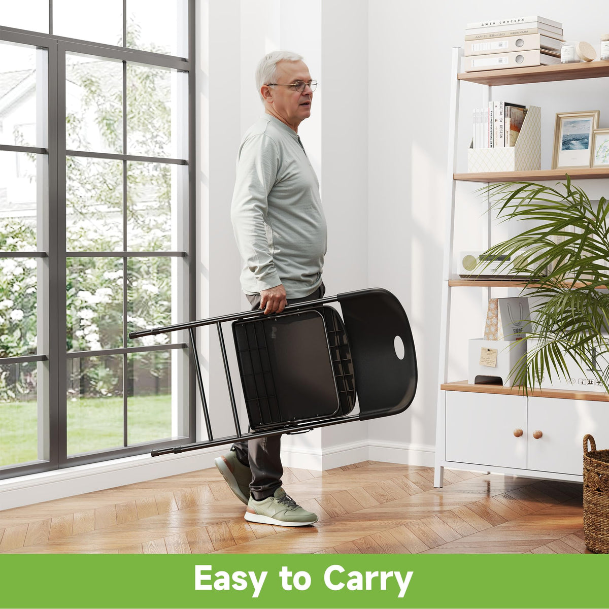 Folding Chairs Set of 10 Black P984509