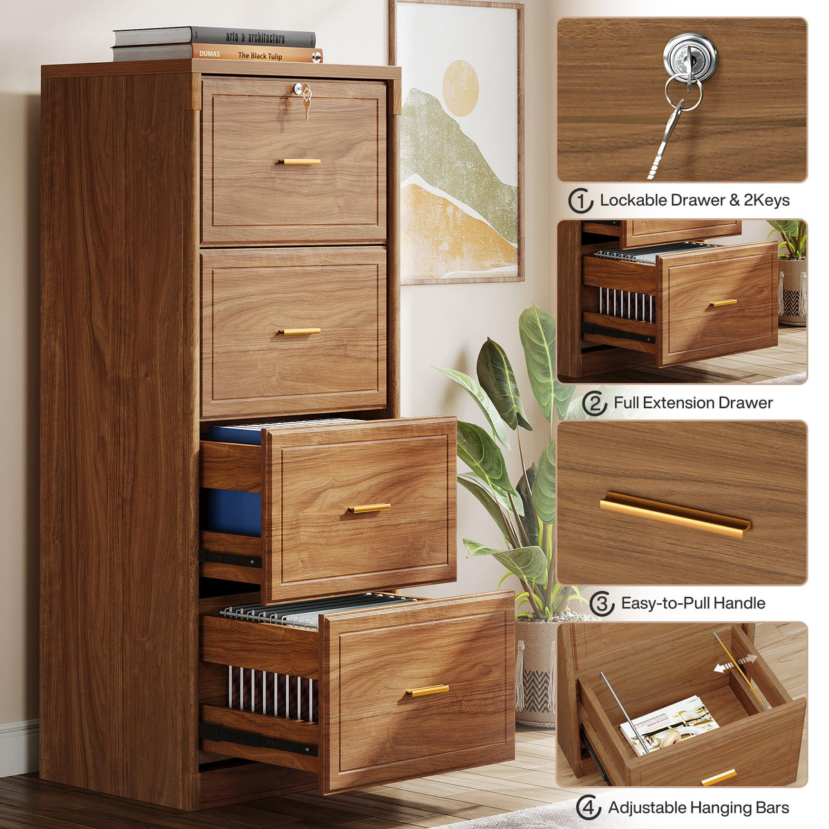 4 Drawer File Cabinet with Lock K8843