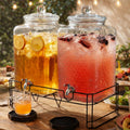 2 Pack 5 Gallon Hammered Glass Drink Dispenser with Stand A2687