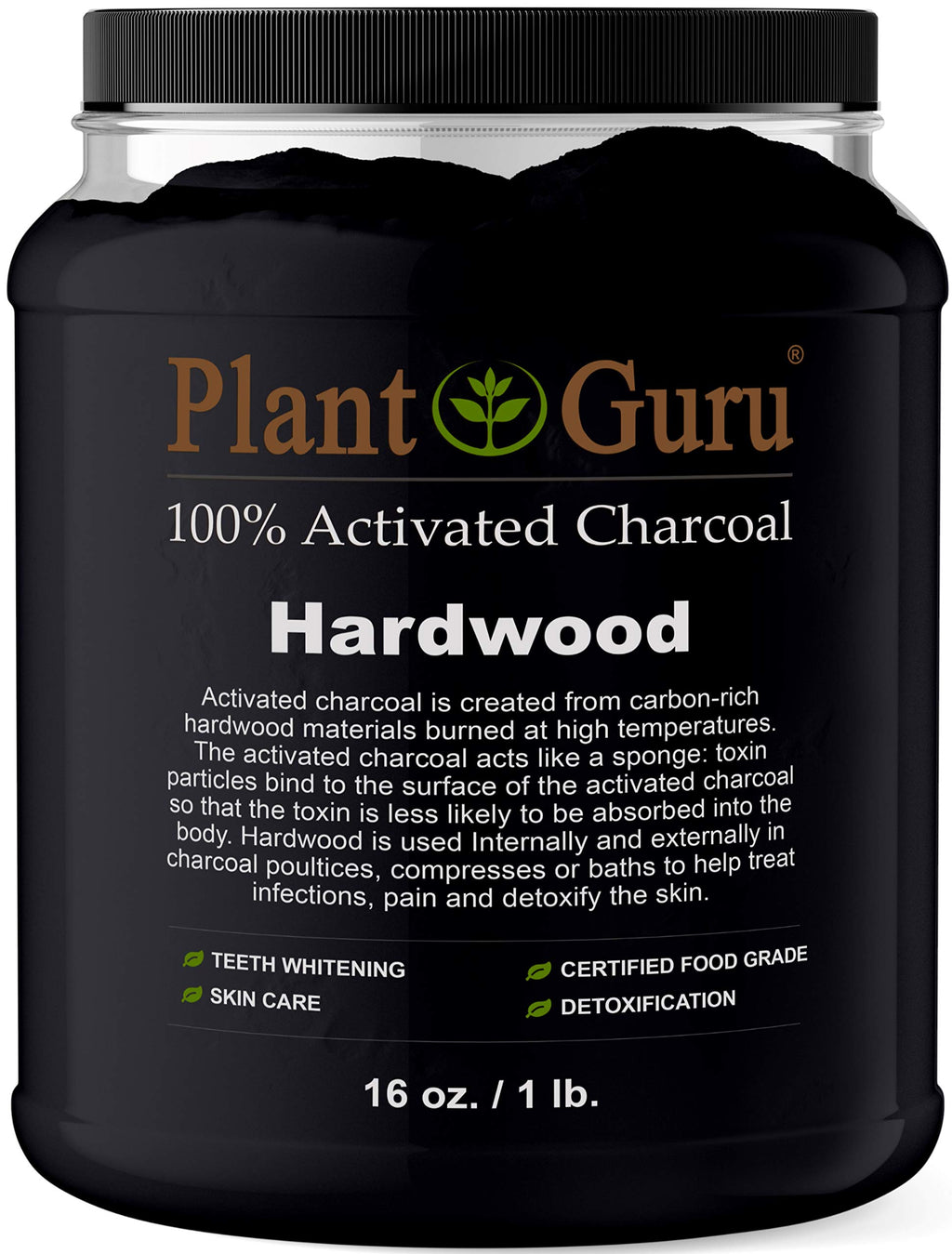 Activated Charcoal Powder 1 lb. Jar Food Grade Kosher Non-GMO B24642