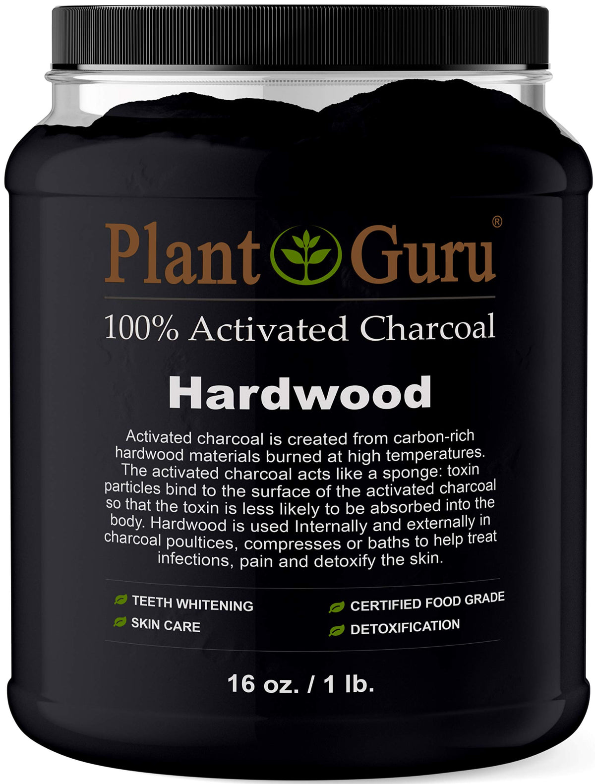 Activated Charcoal Powder 1 lb. Jar Food Grade Kosher Non-GMO B24642