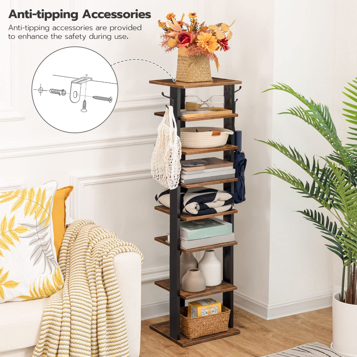 8 Tiers Vertical Wooden Shoe Rack R70173