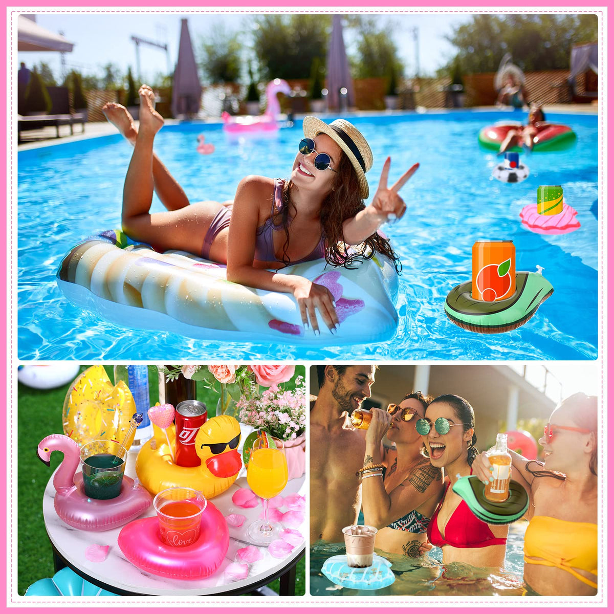 102 Pcs Inflatable Drink Holders with Air Pump Z164