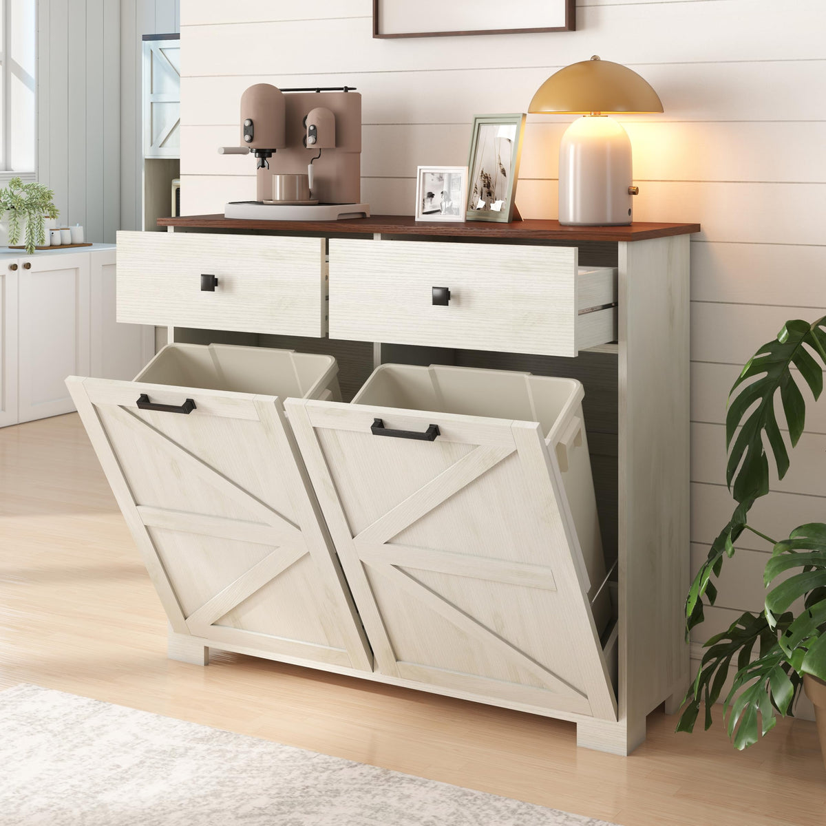 Double Tilt-Out Trash Cabinet for 2x10 Gallon Cans H701