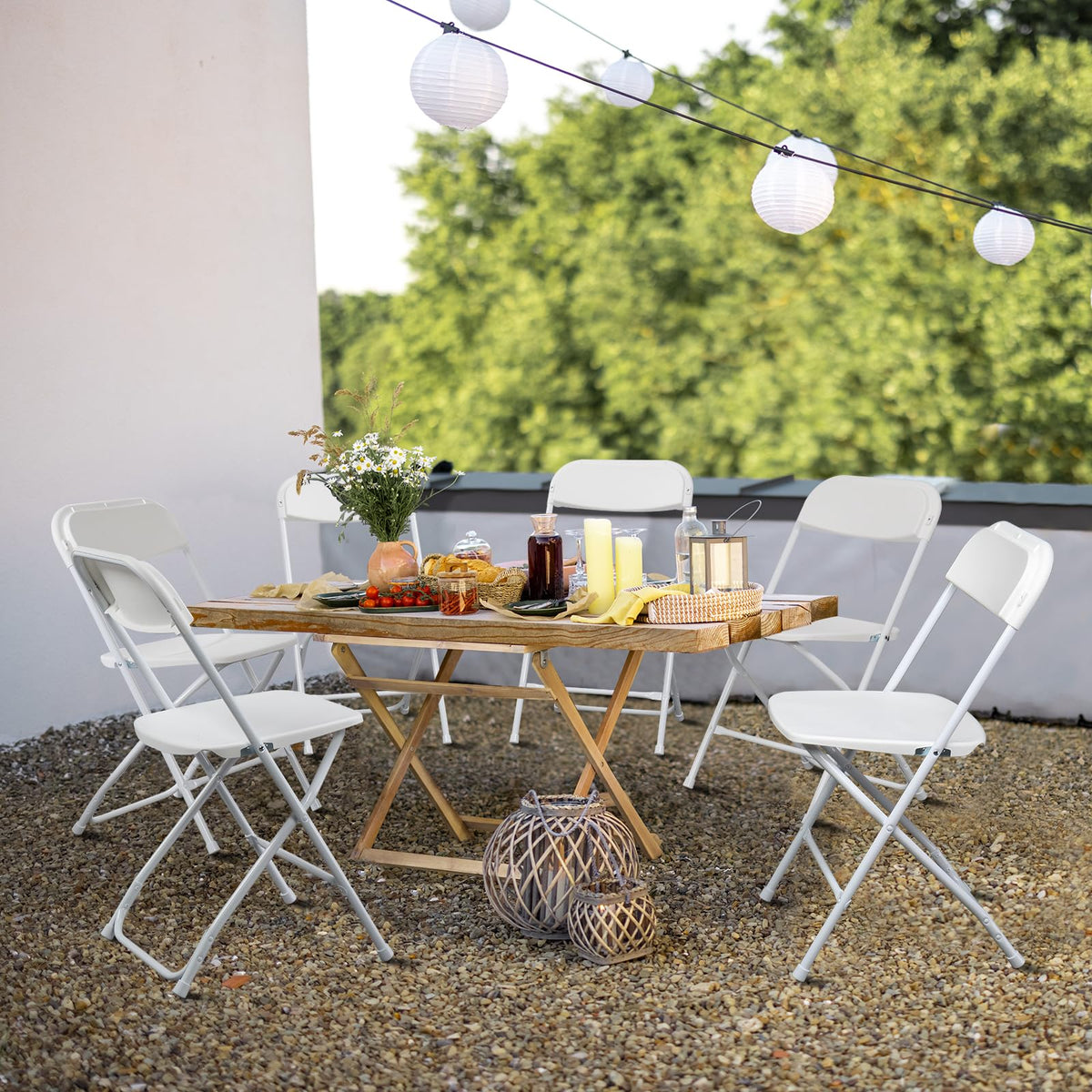 10 Pack White Plastic Folding Chairs with Steel Frame R9064