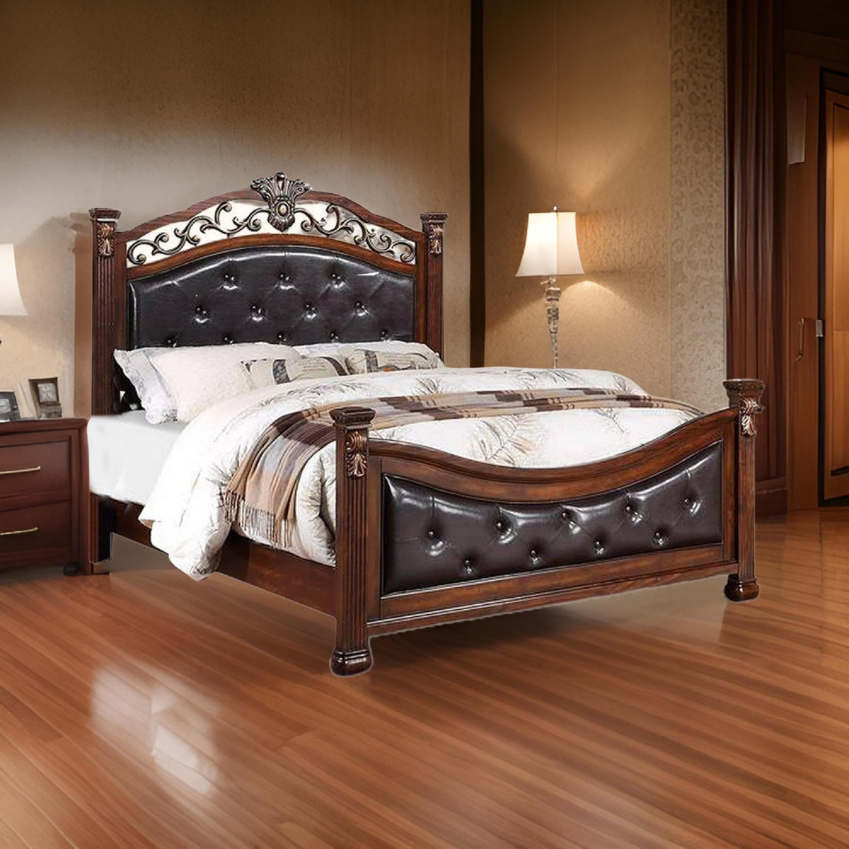 California King Button Tufted Upholstered Bed Z883