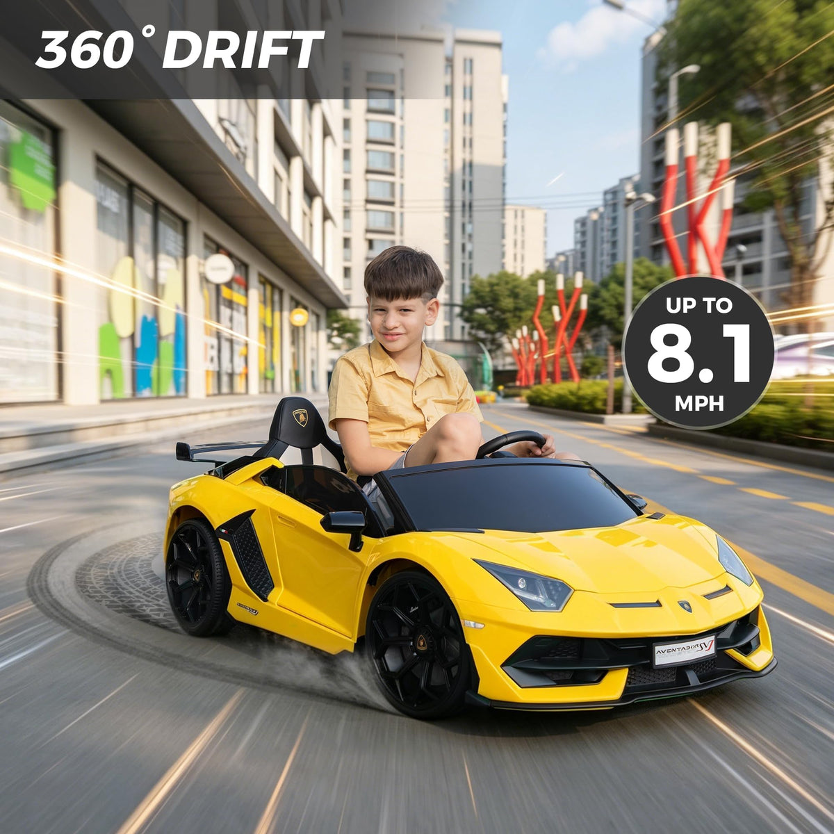2-Seater Kids Ride on Car, 24V Electric Vehicle, Yellow L99781
