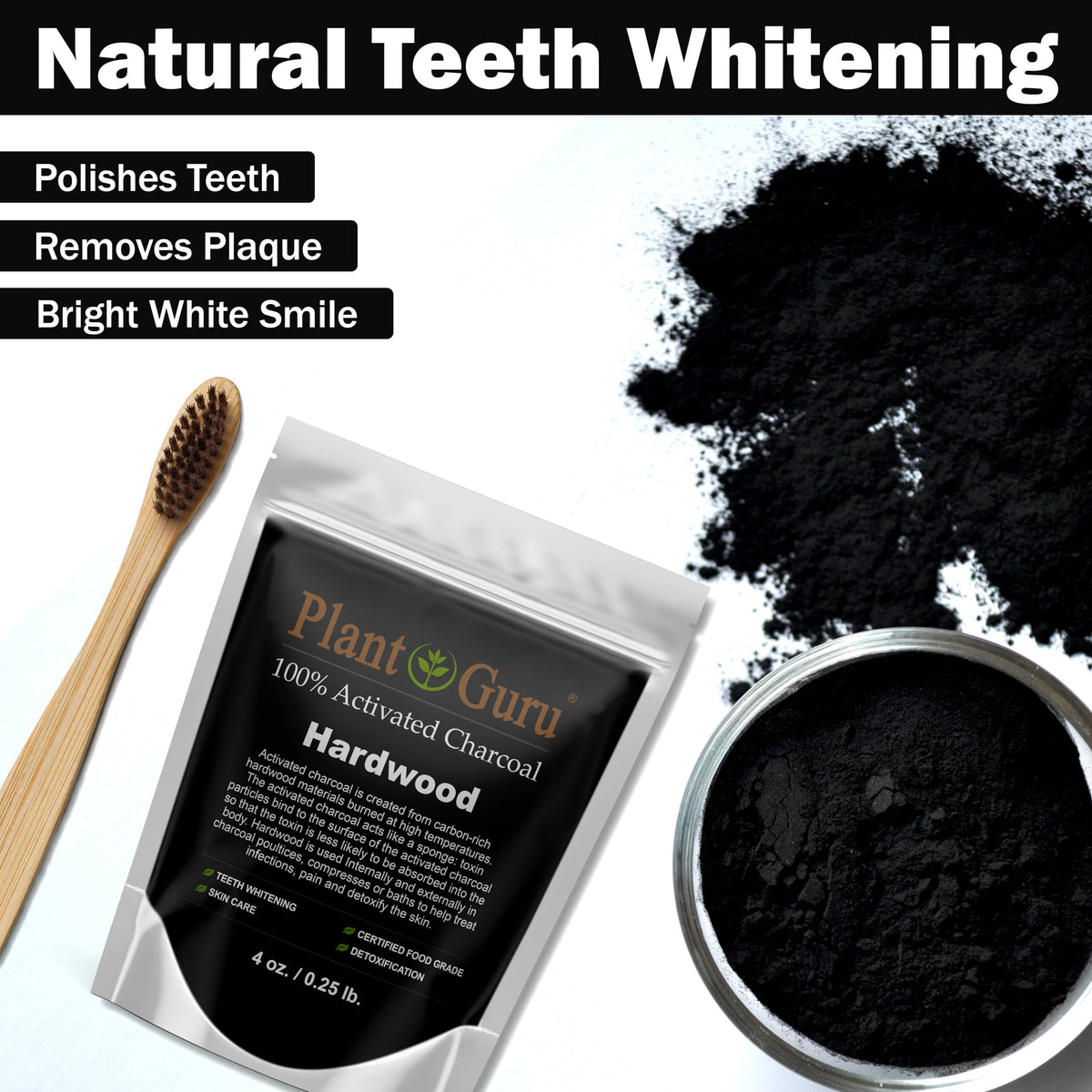 Activated Charcoal Powder 1 lb. Jar Food Grade Kosher Non-GMO B24642