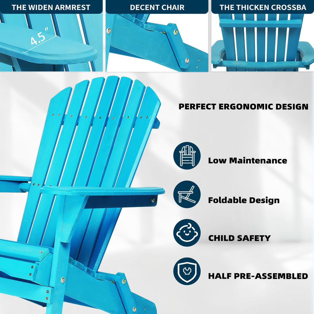 Solid Wood Folding Adirondack Chairs Set of 2 J15987