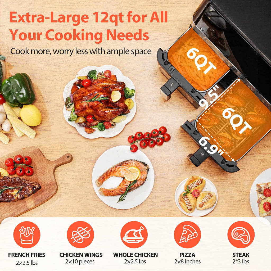 12QT Large Dual Air Fryer T762