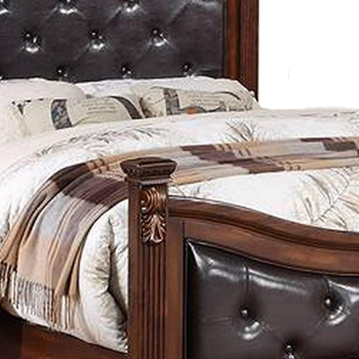 California King Button Tufted Upholstered Bed Z883