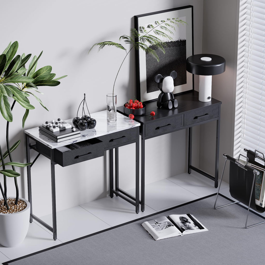 32 Inch Small Computer Desk with 2 Drawers Black D4374