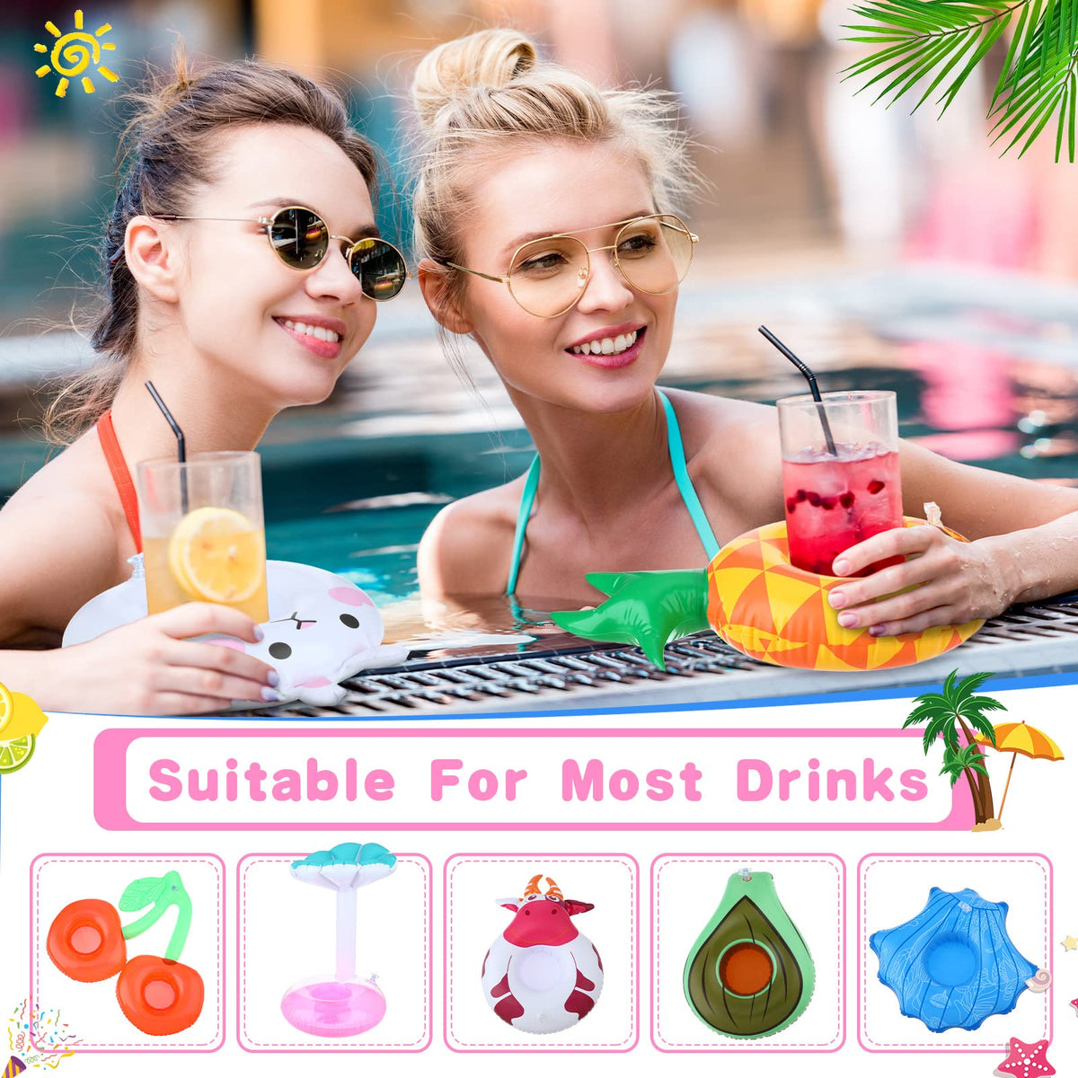 102 Pcs Inflatable Drink Holders with Air Pump Z164