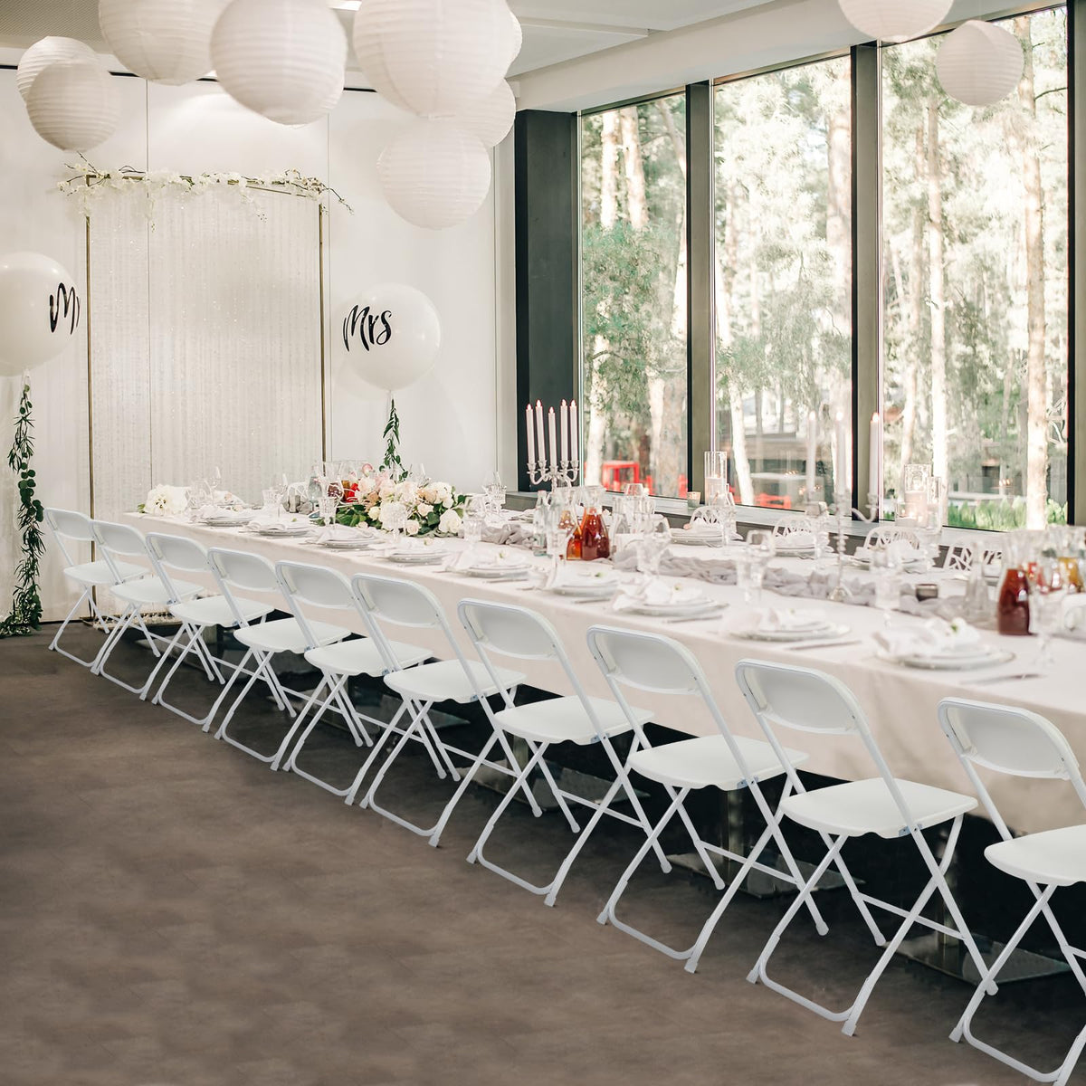 10 Pack White Plastic Folding Chairs with Steel Frame R9064