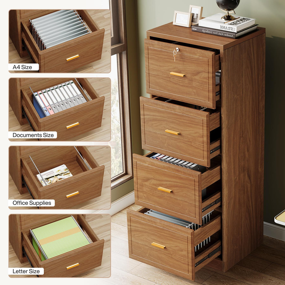 4 Drawer File Cabinet with Lock K8843