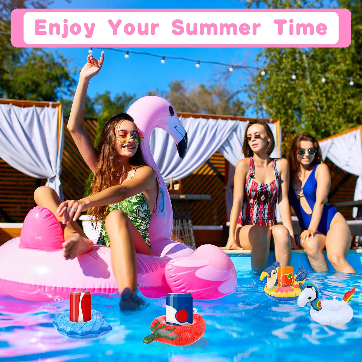 102 Pcs Inflatable Drink Holders with Air Pump Z164